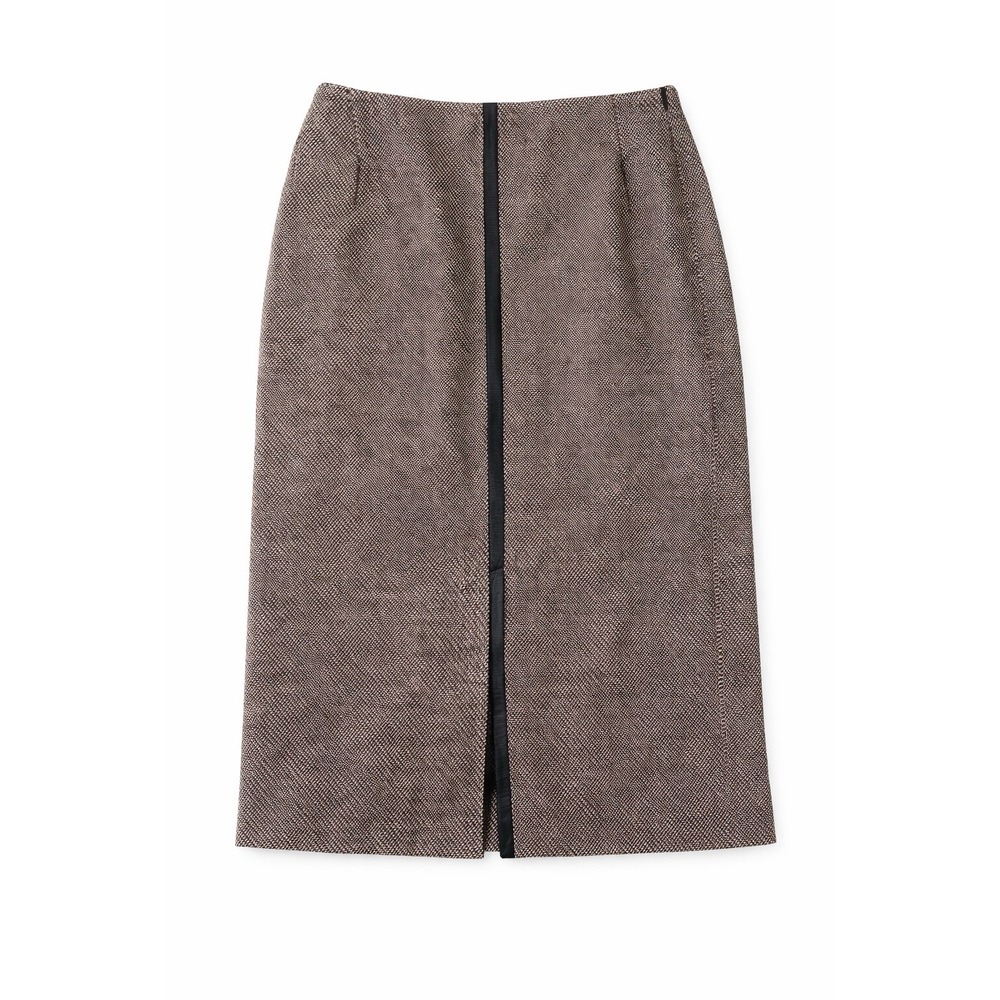 HARVE BENARD SPORT, Wool Tweed Skirt,‎ Leather Trim, Gray , Women's 10